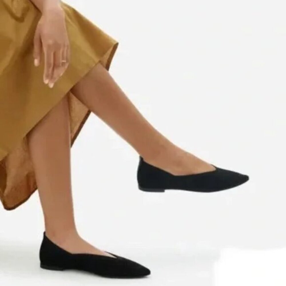 Everlane The 40 Hour Flat in ReKnit Pointed Toe in Black Womens Size 9